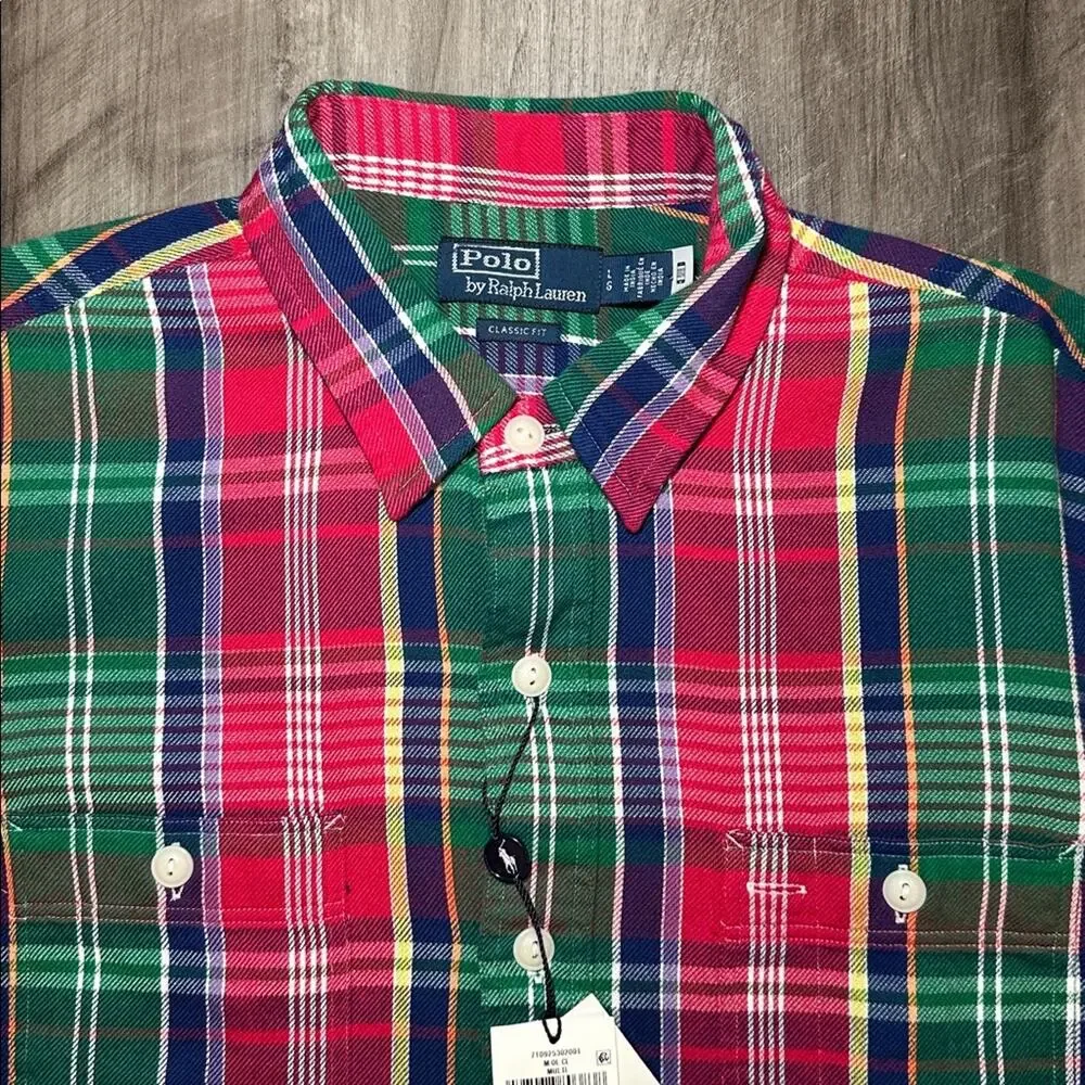 Polo by Ralph Lauren Classic Fit Flannel Plaid Long Sleeve Button Down - Large